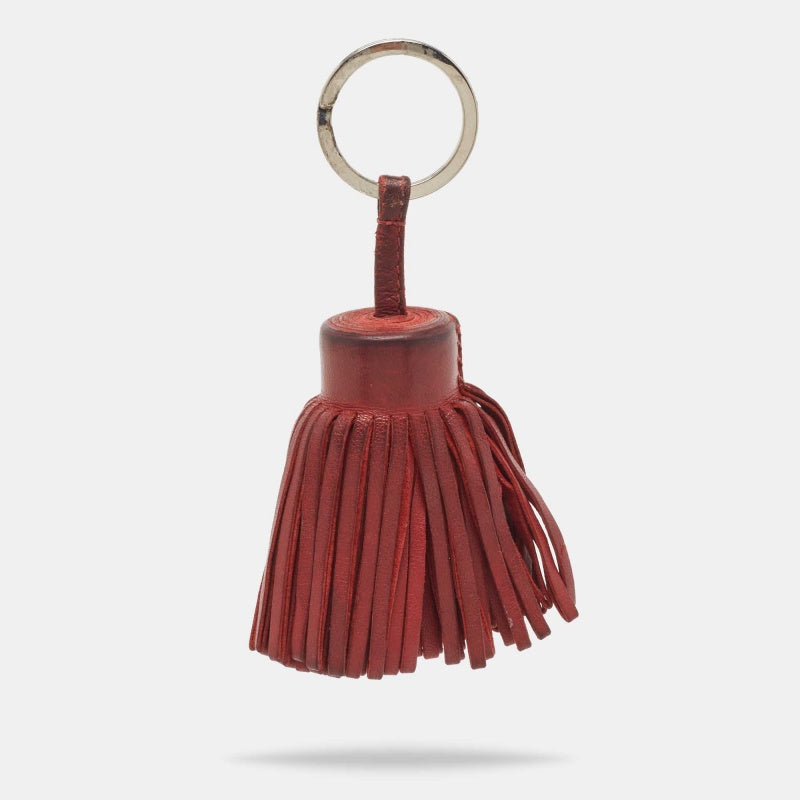 Hermès Ruby Lambskin Leather Carmen Tassel Keychain