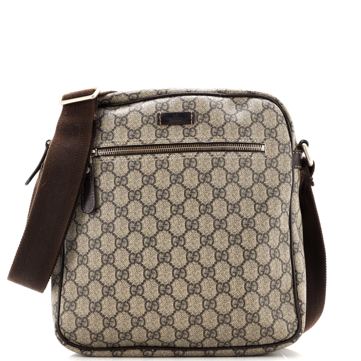 Gucci GUCCI Front Zip Messenger GG Coated Canvas Medium