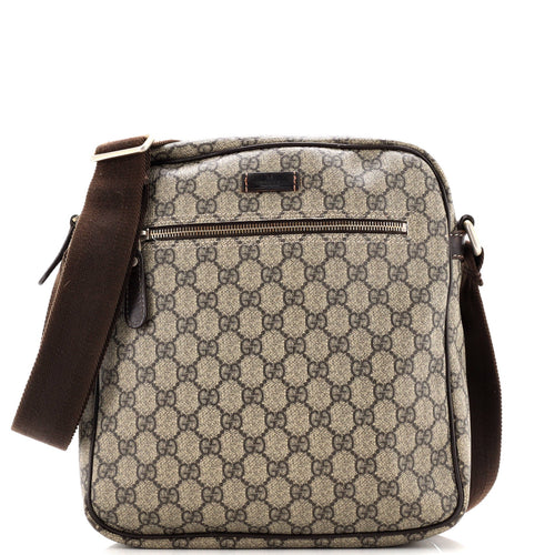 GUCCI Front Zip Messenger GG Coated Canvas Medium