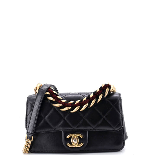 CHANEL Paris-Cosmopolite Straight Lined Flap Bag Quilted Aged Calfskin Mini
