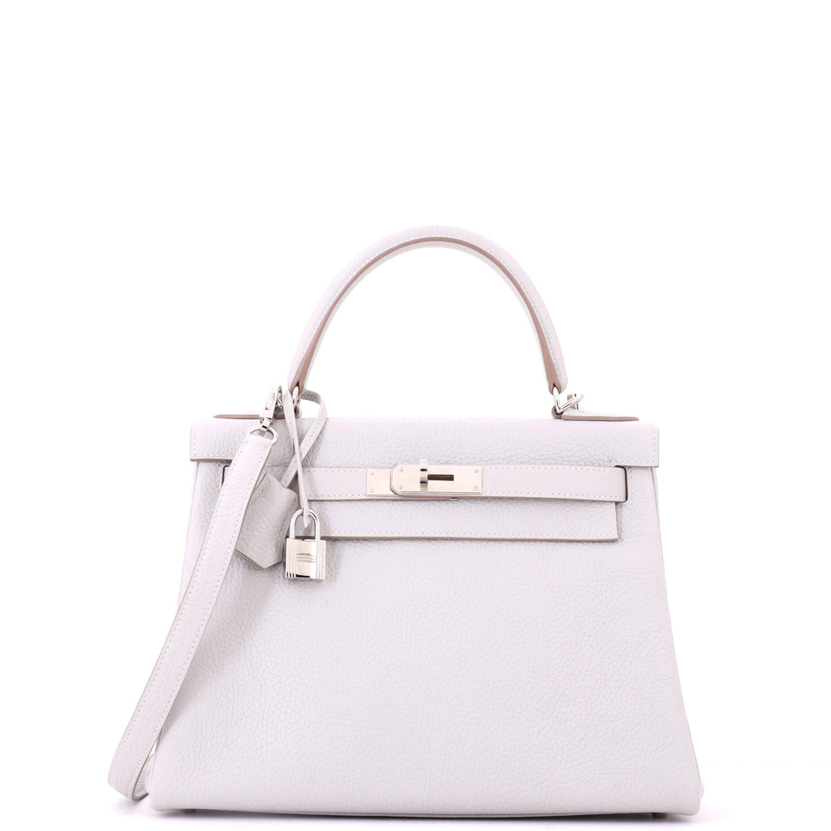 Herm?s Kelly Handbag Grey Clemence with Palladium Hardware 28