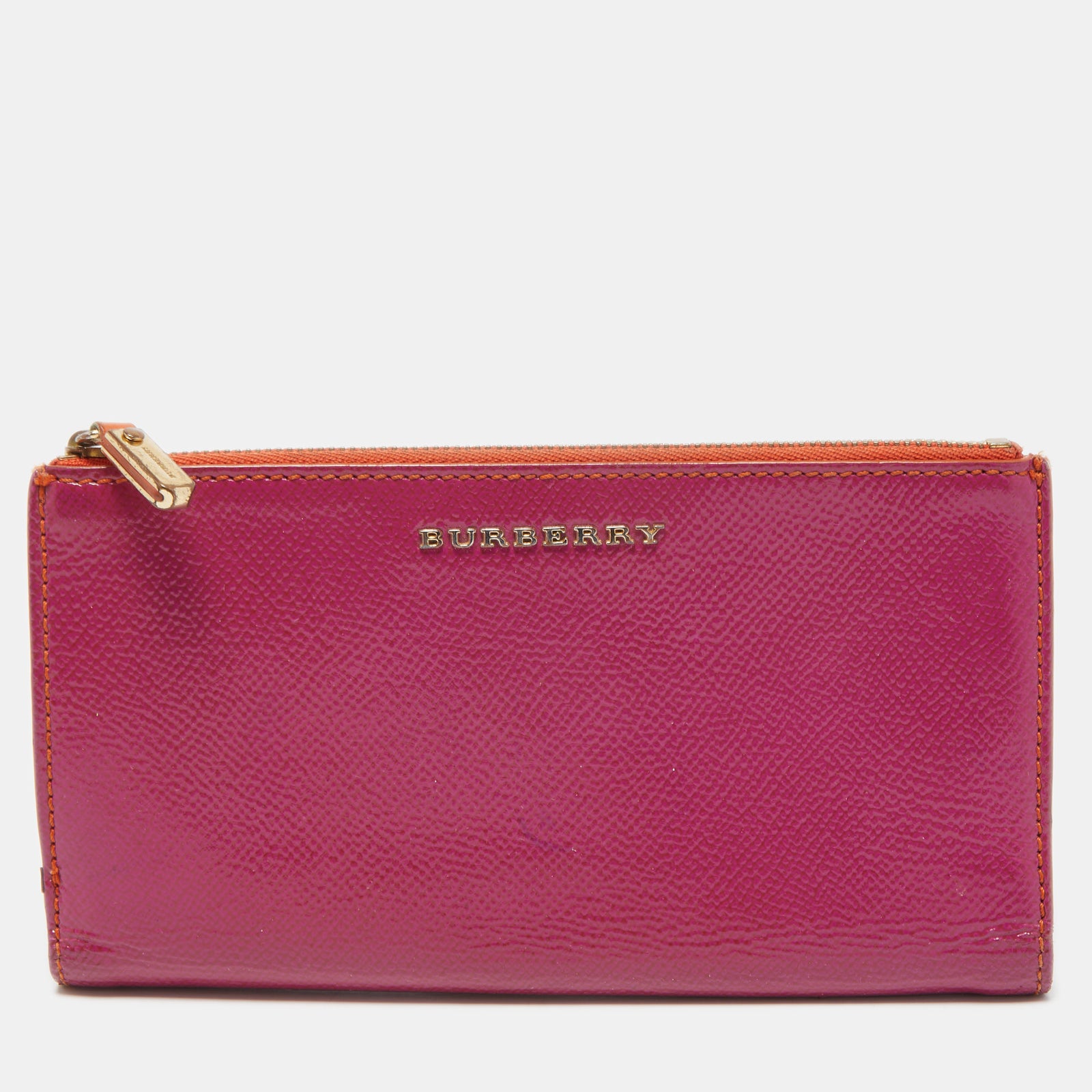 Burberry Magenta Patent Leather Constantine Continental Wallet