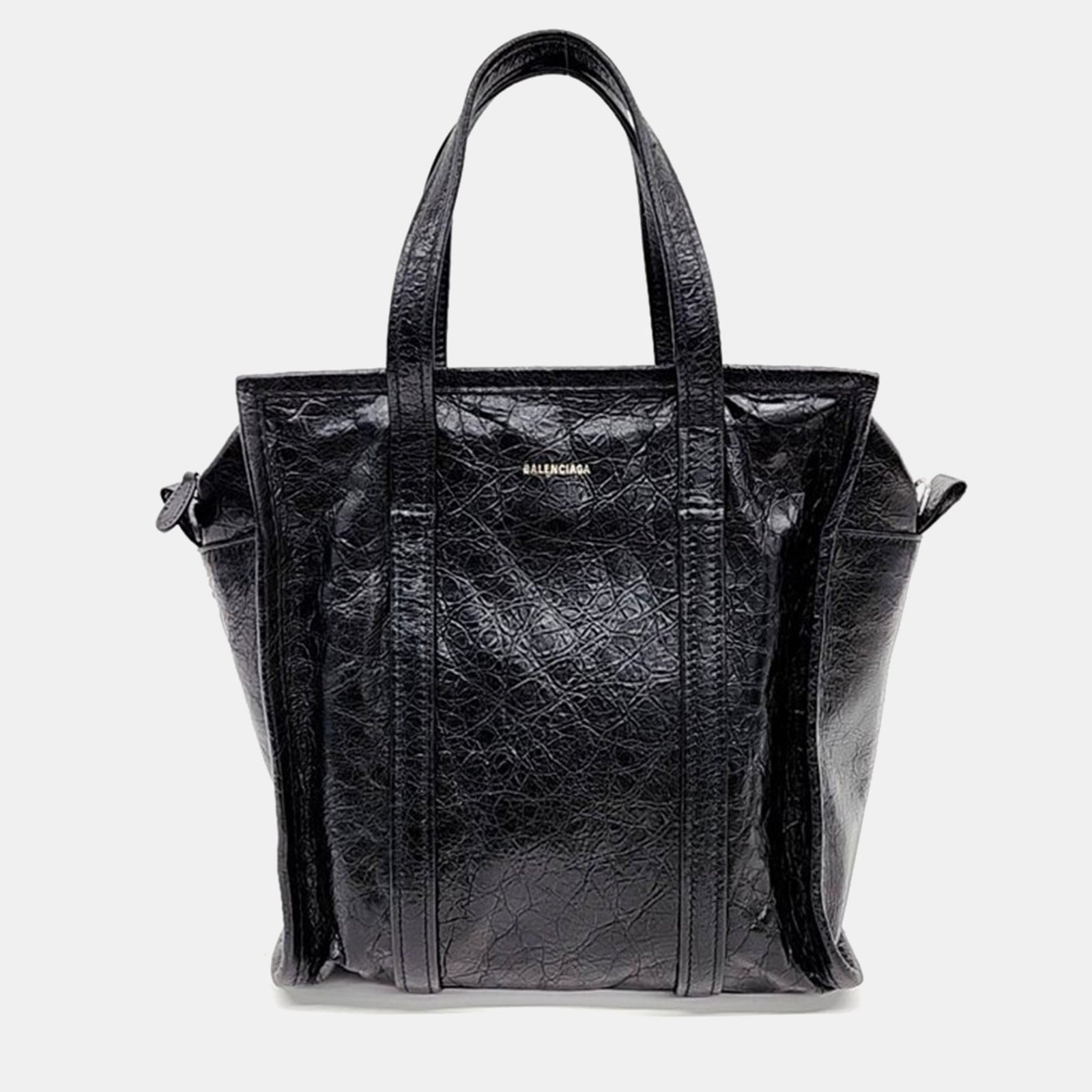 Balenciaga Black Leather Bazar Tote Bag