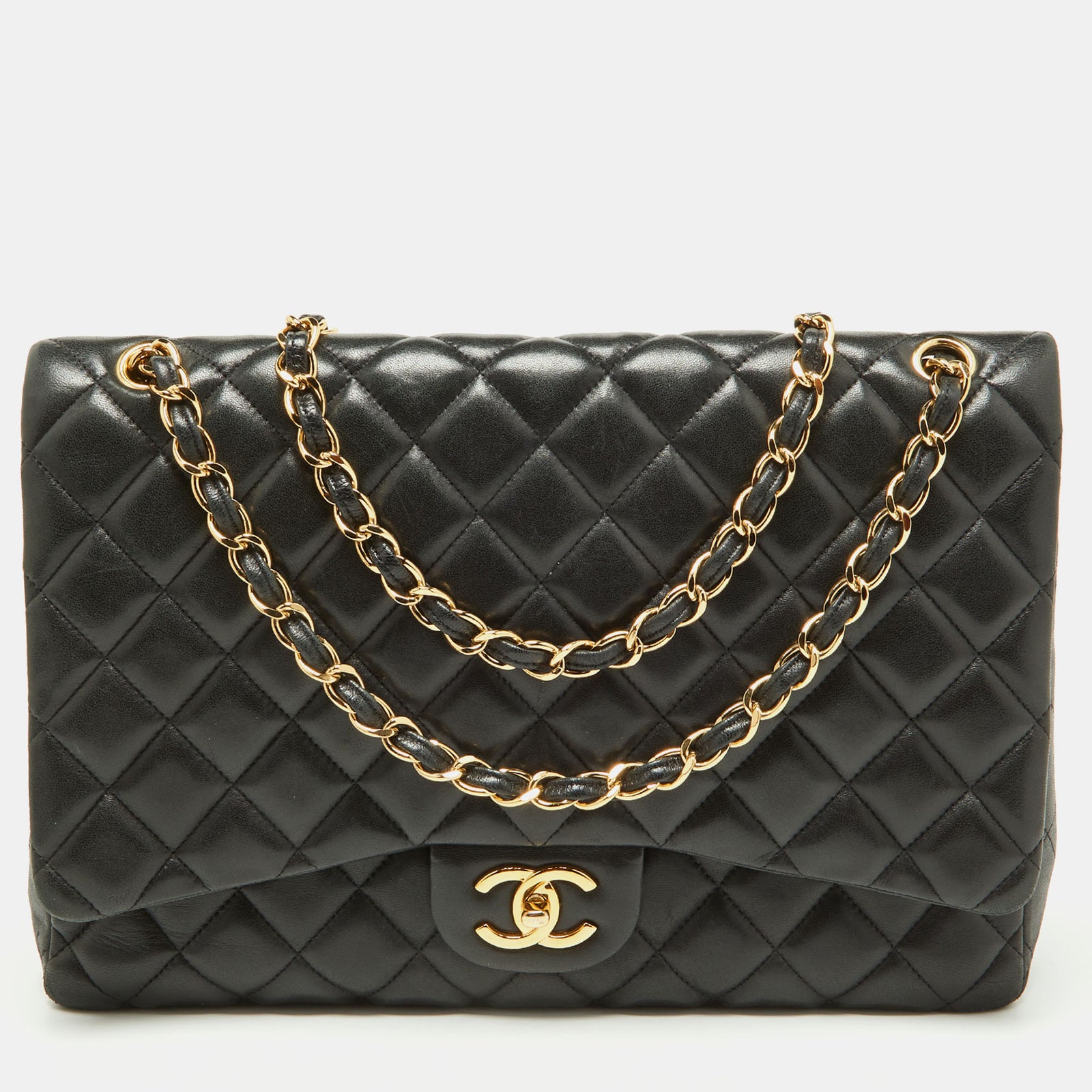 Chanel Black Quilted Leather Maxi Classic Double Flap Bag