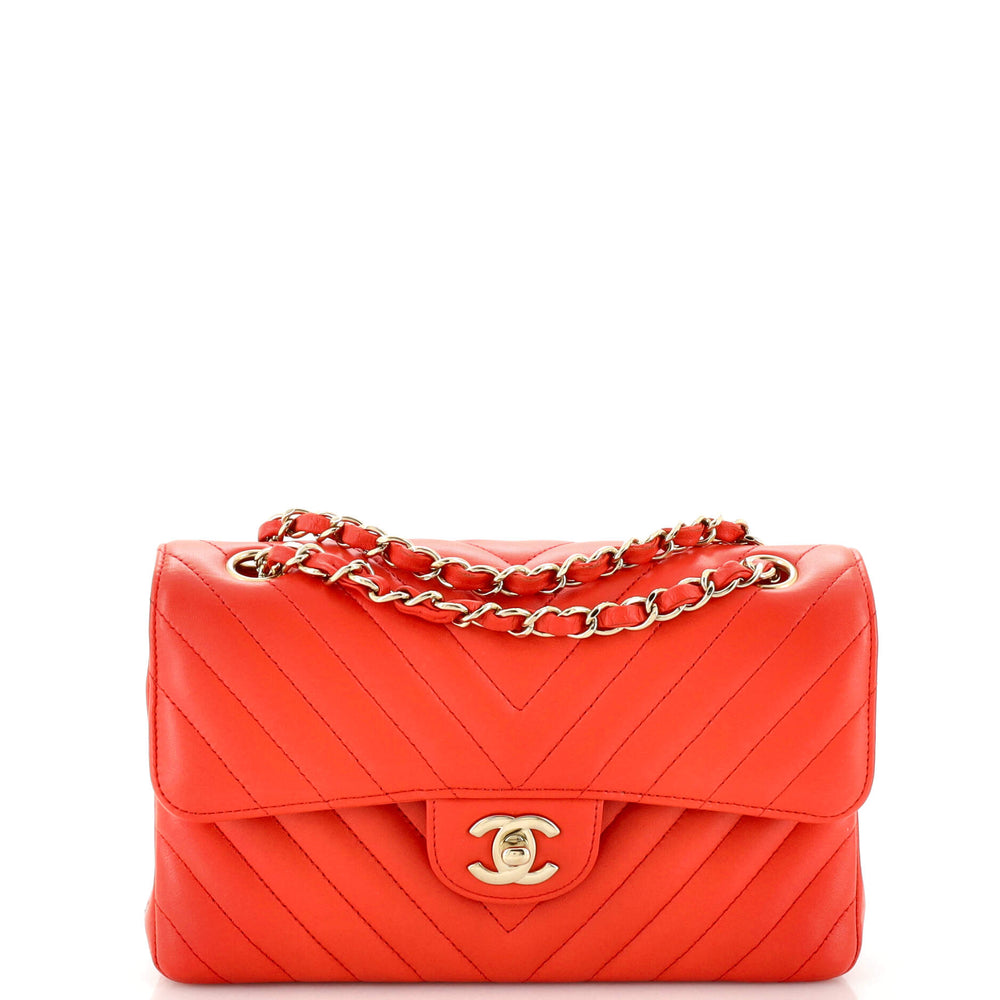 CHANEL Classic Double Flap Bag Chevron Lambskin Small