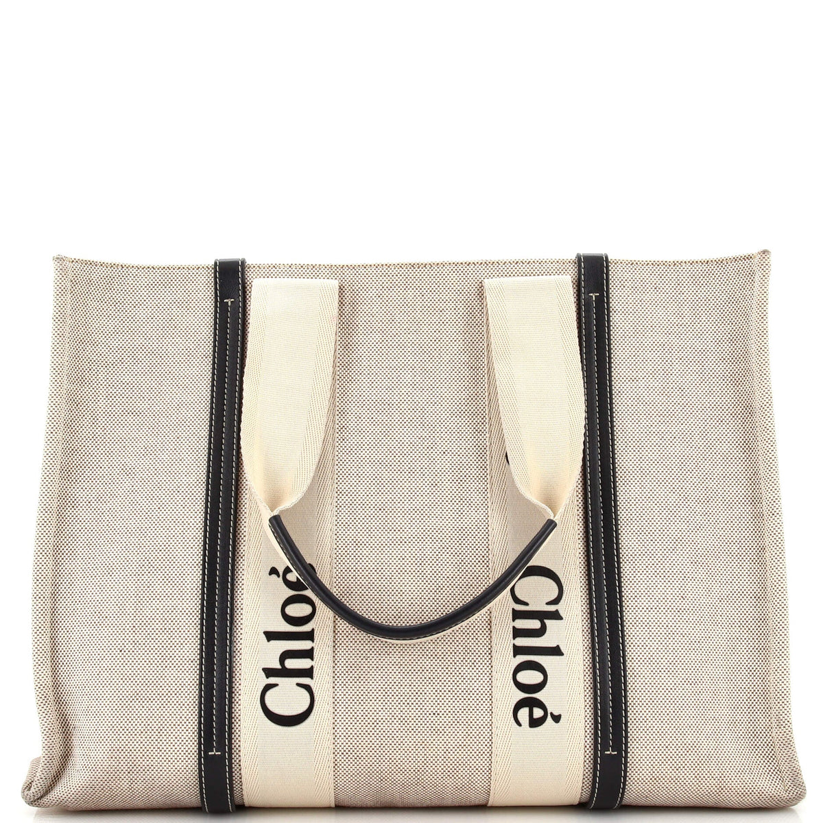 Chloe CHLOE Woody Tote Canvas with Leather Large
