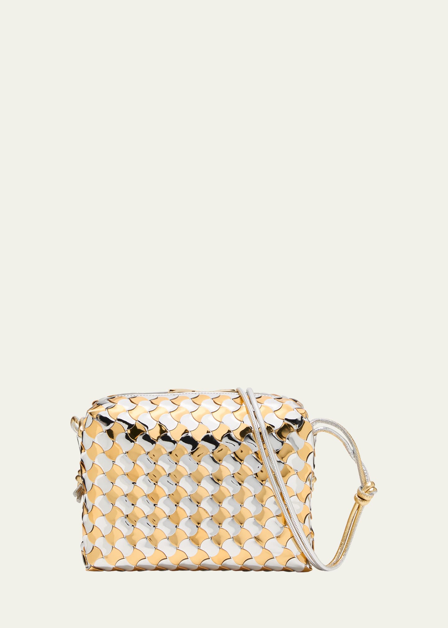 Bottega Veneta Loop Small Intrecciato Metallic Crossbody Bag