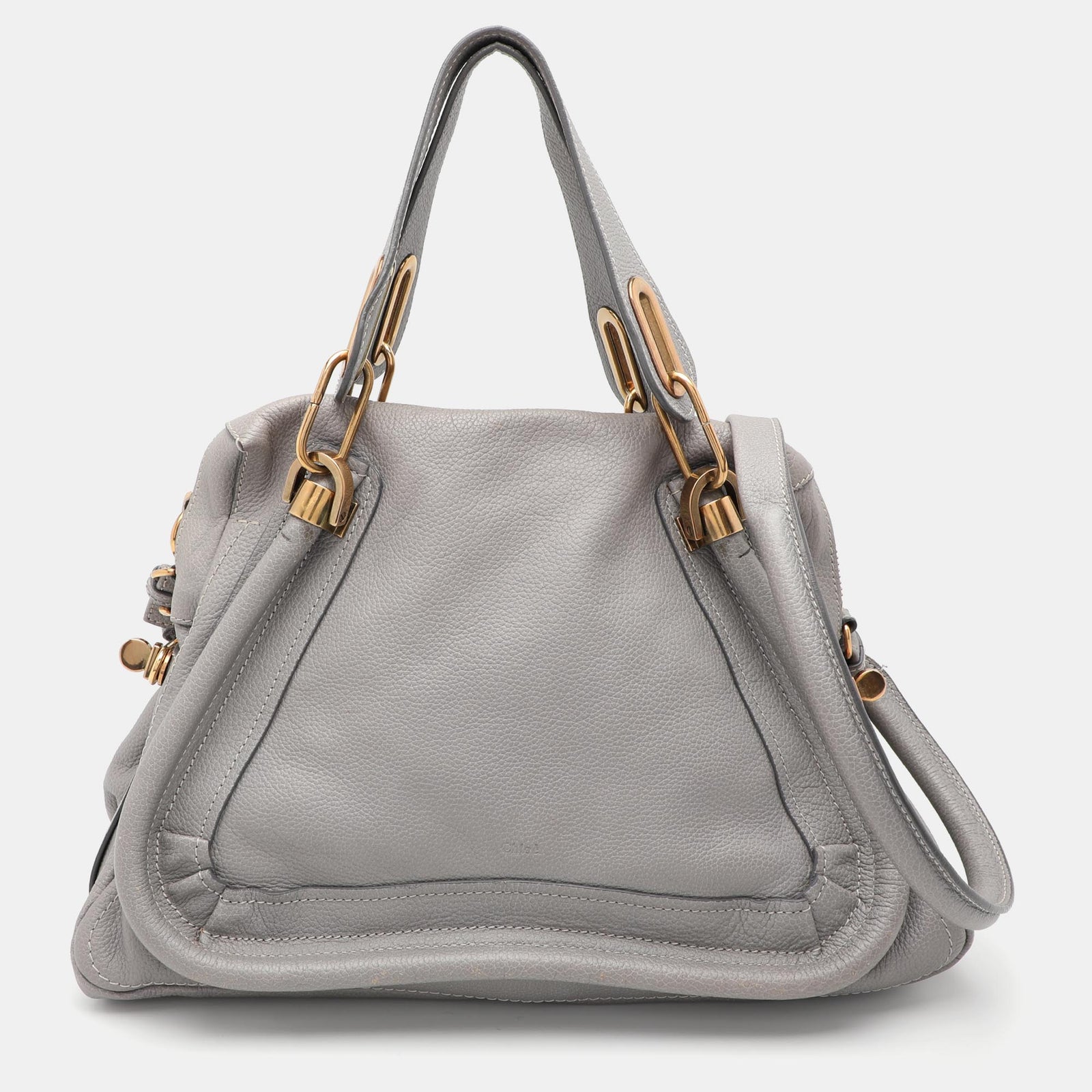 Chloe Grey Leather Medium Paraty Shoulder Bag