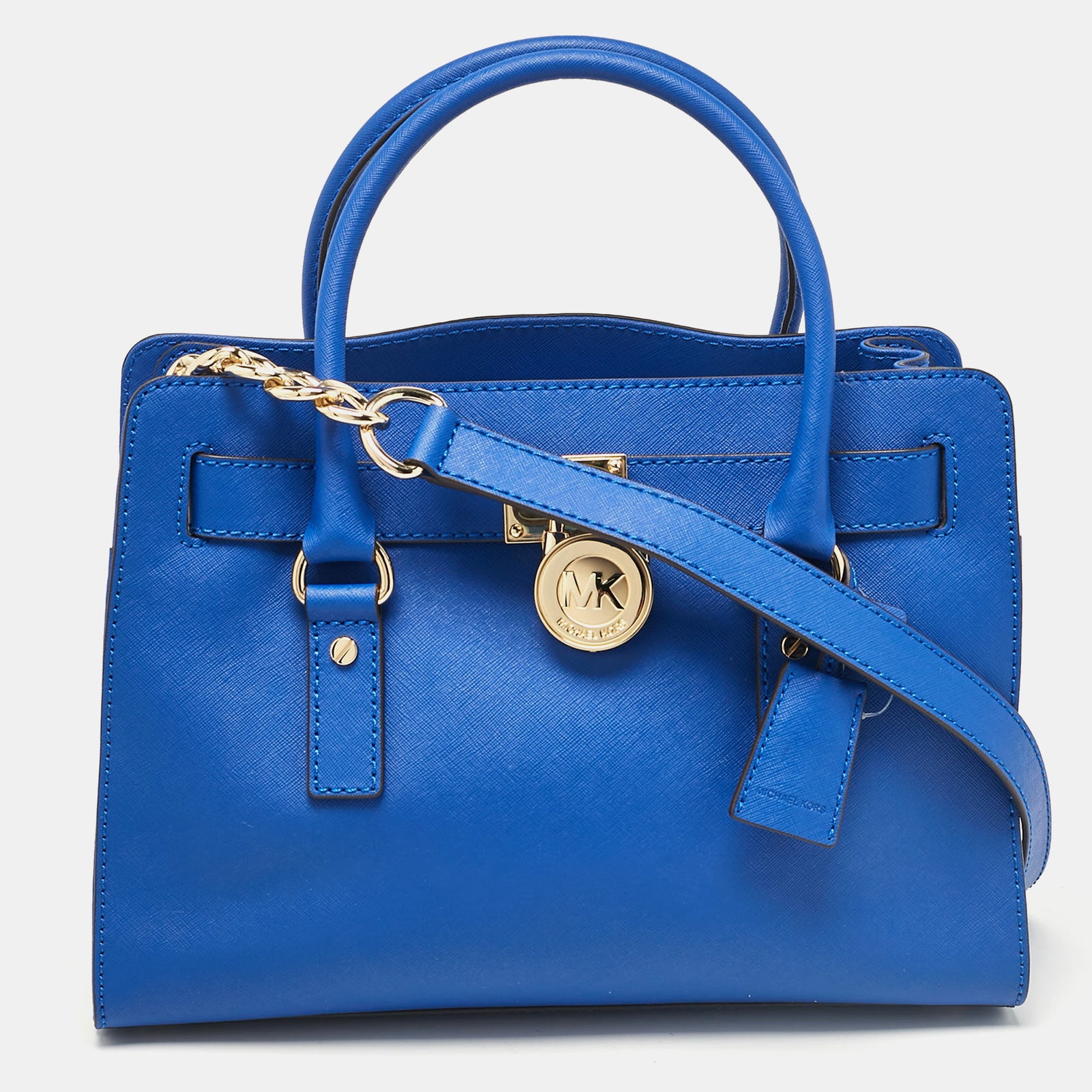 Blue Leather East/West Hamilton Tote