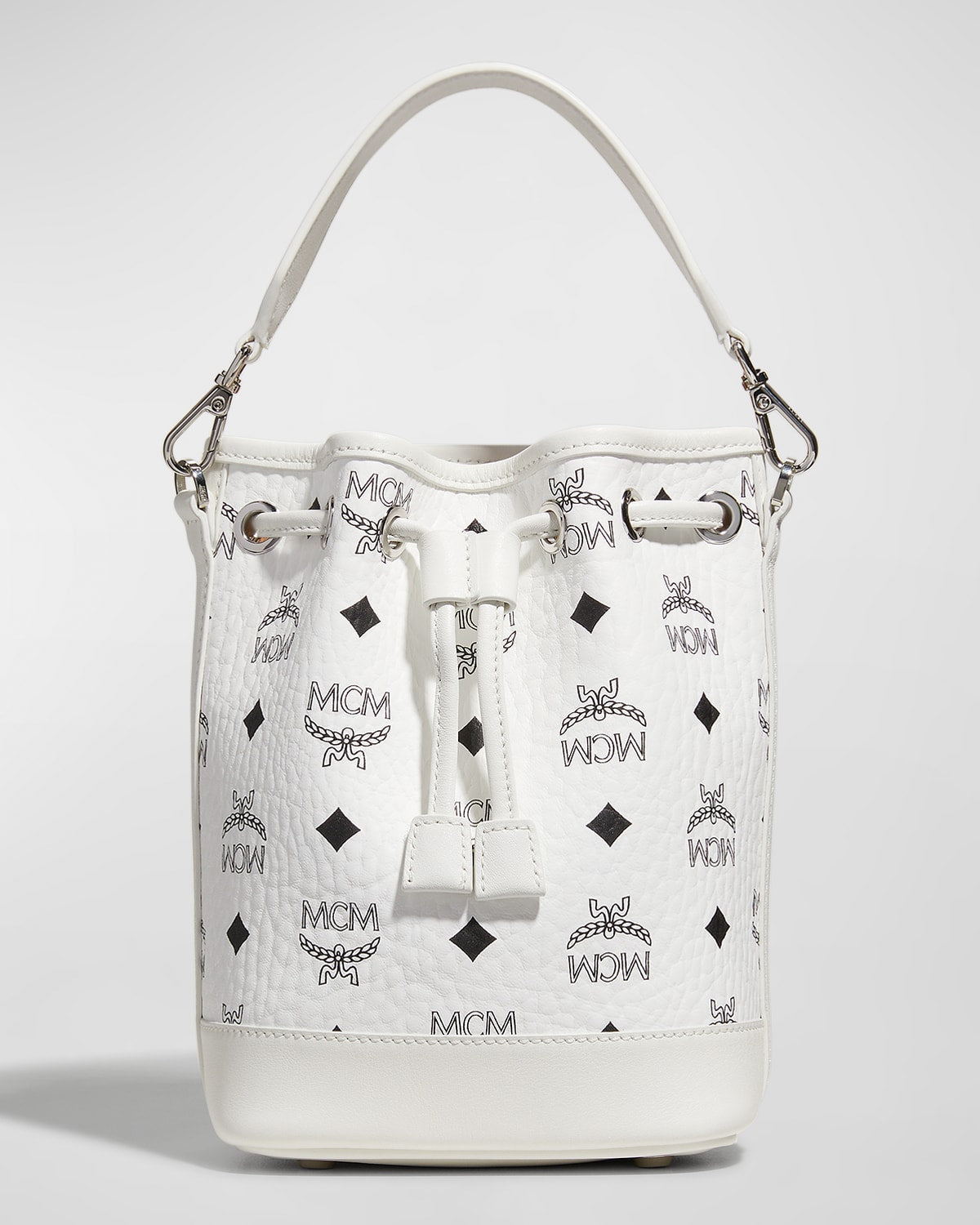 MCM Dessau Visetos Mini Drawstring Bucket Bag