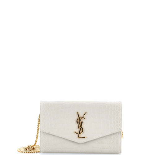Uptown Chain Wallet Crocodile Embossed Leather