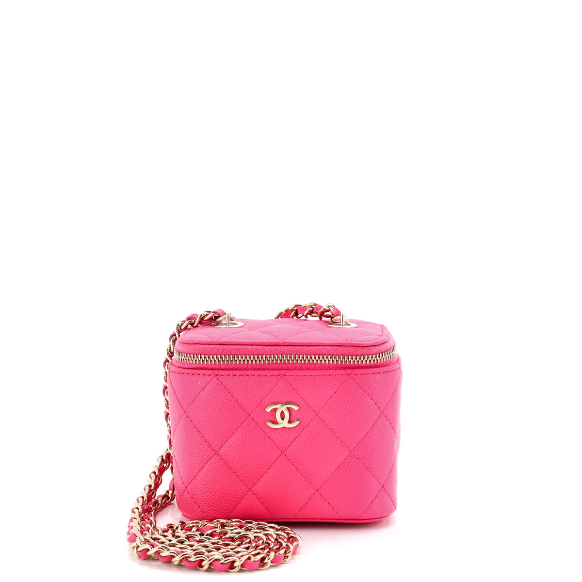 Chanel CHANEL Classic Vanity Case with Chain Quilted Caviar Mini
