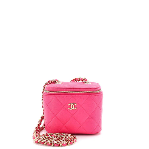 CHANEL Classic Vanity Case with Chain Quilted Caviar Mini