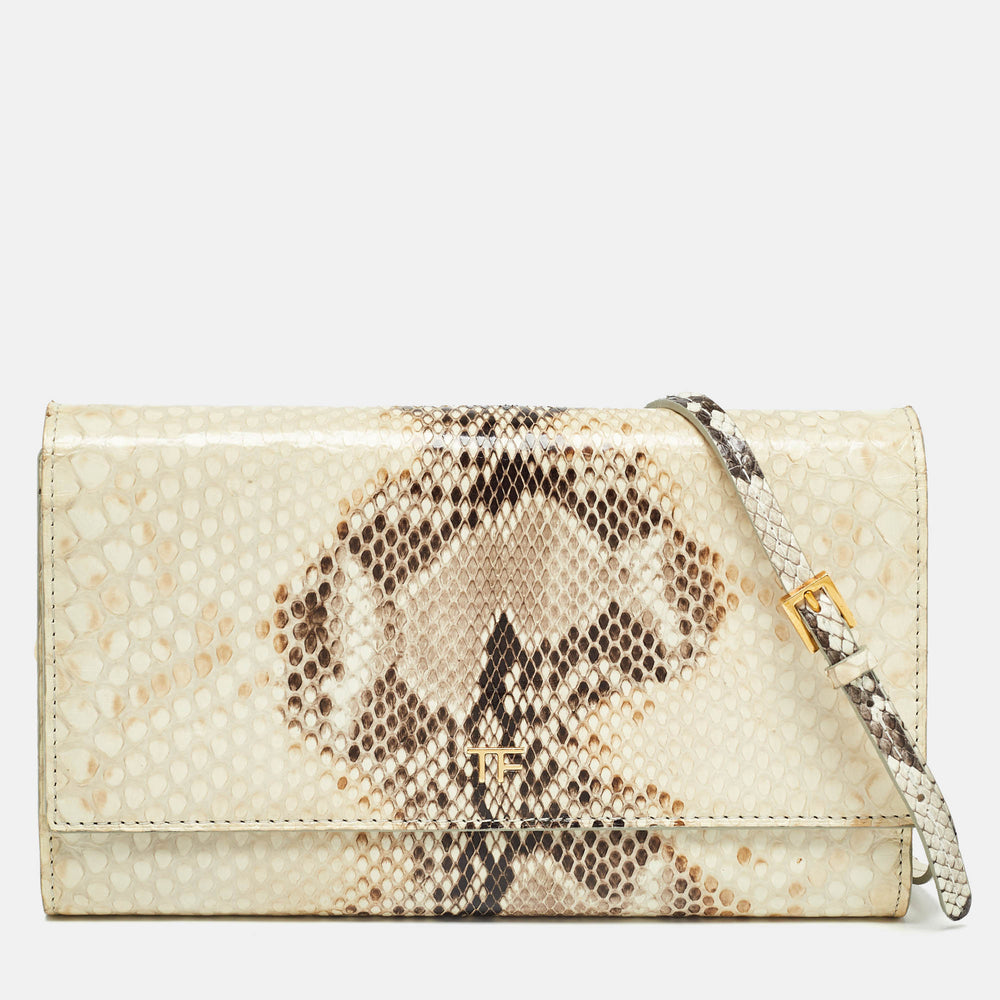 Beige Python Flap Wallet on Chain