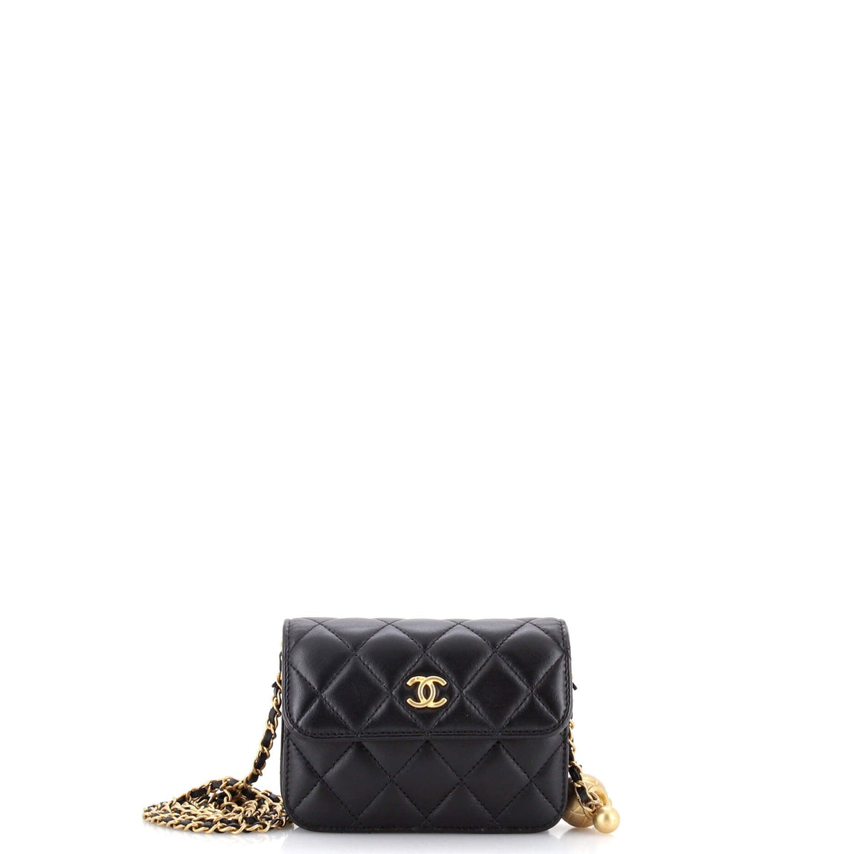 Chanel CHANEL Pearl Crush Flap Clutch with Chain Quilted Lambskin Mini