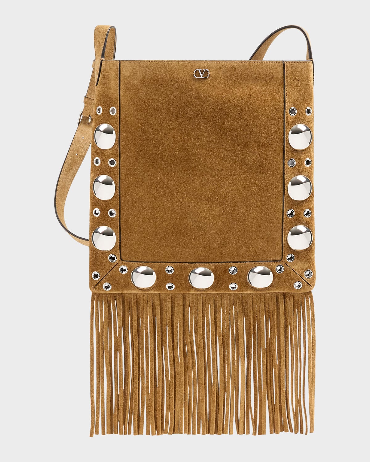 Valentino Nellcote Studded Fringe Suede Crossbody Bag