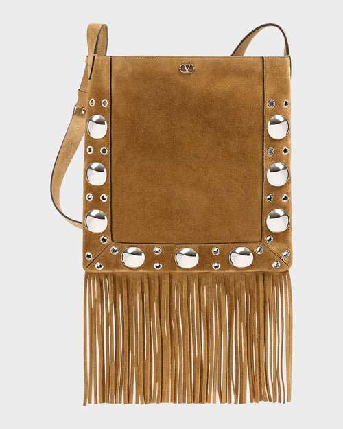 Nellcote Studded Fringe Suede Crossbody Bag