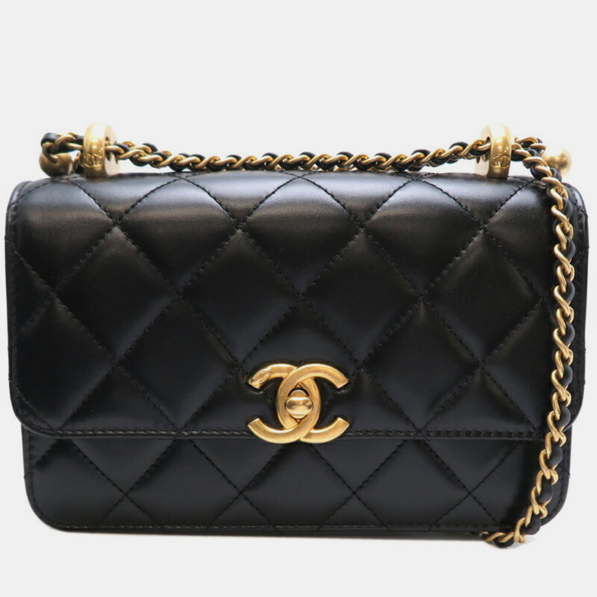 Chanel Noir (Black) Lambskin Matelasse Flap Chain Shoulder Bag
