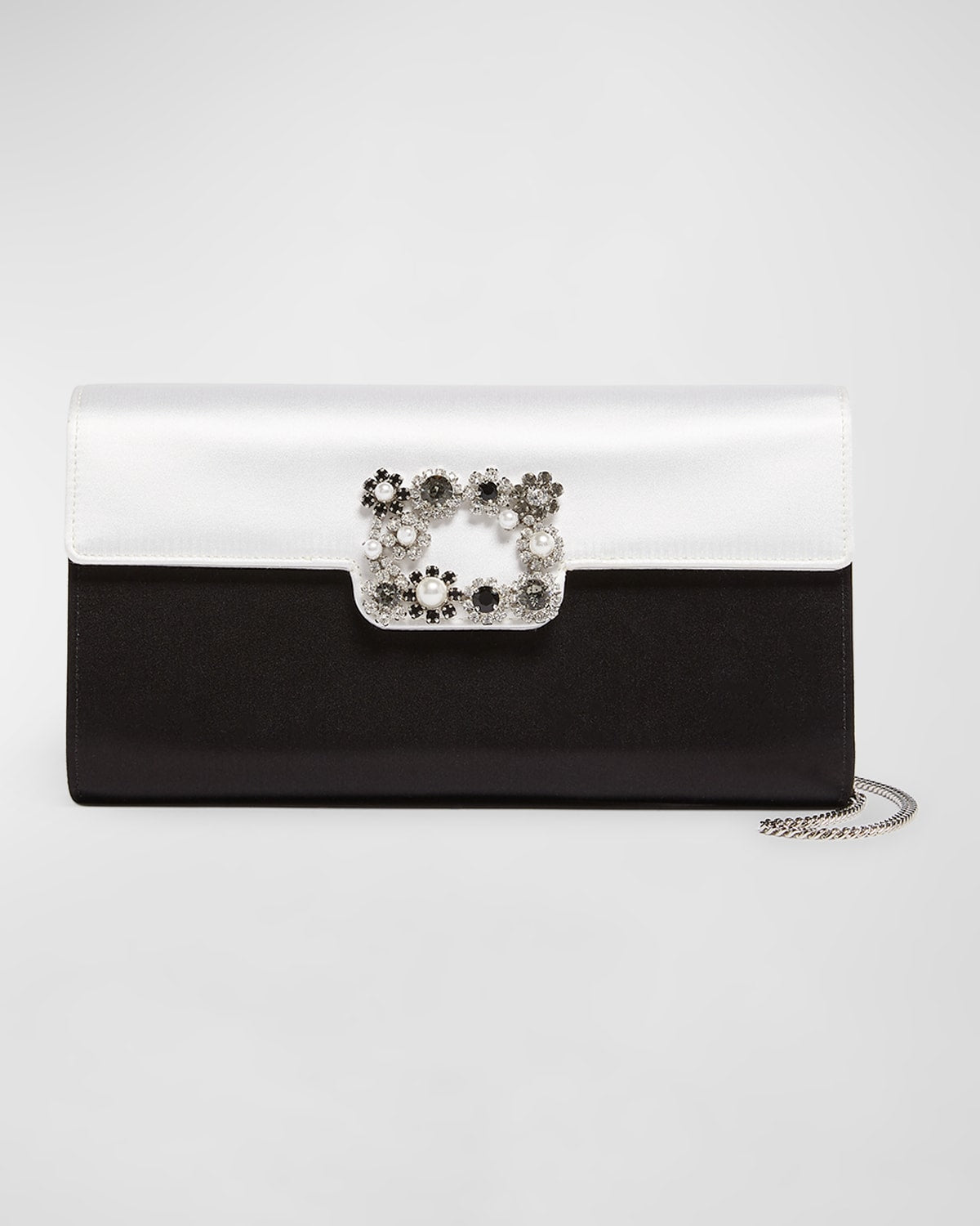 Roger Vivier Flower Buckle Envelope Flap Bicolor Clutch Bag