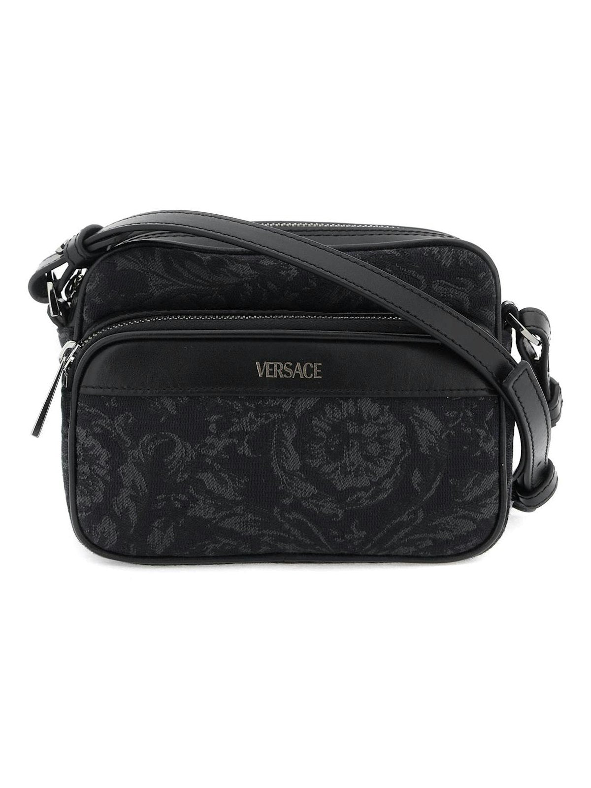 Versace Men's Baroque Messenger Bag in Black | 10128561A09321