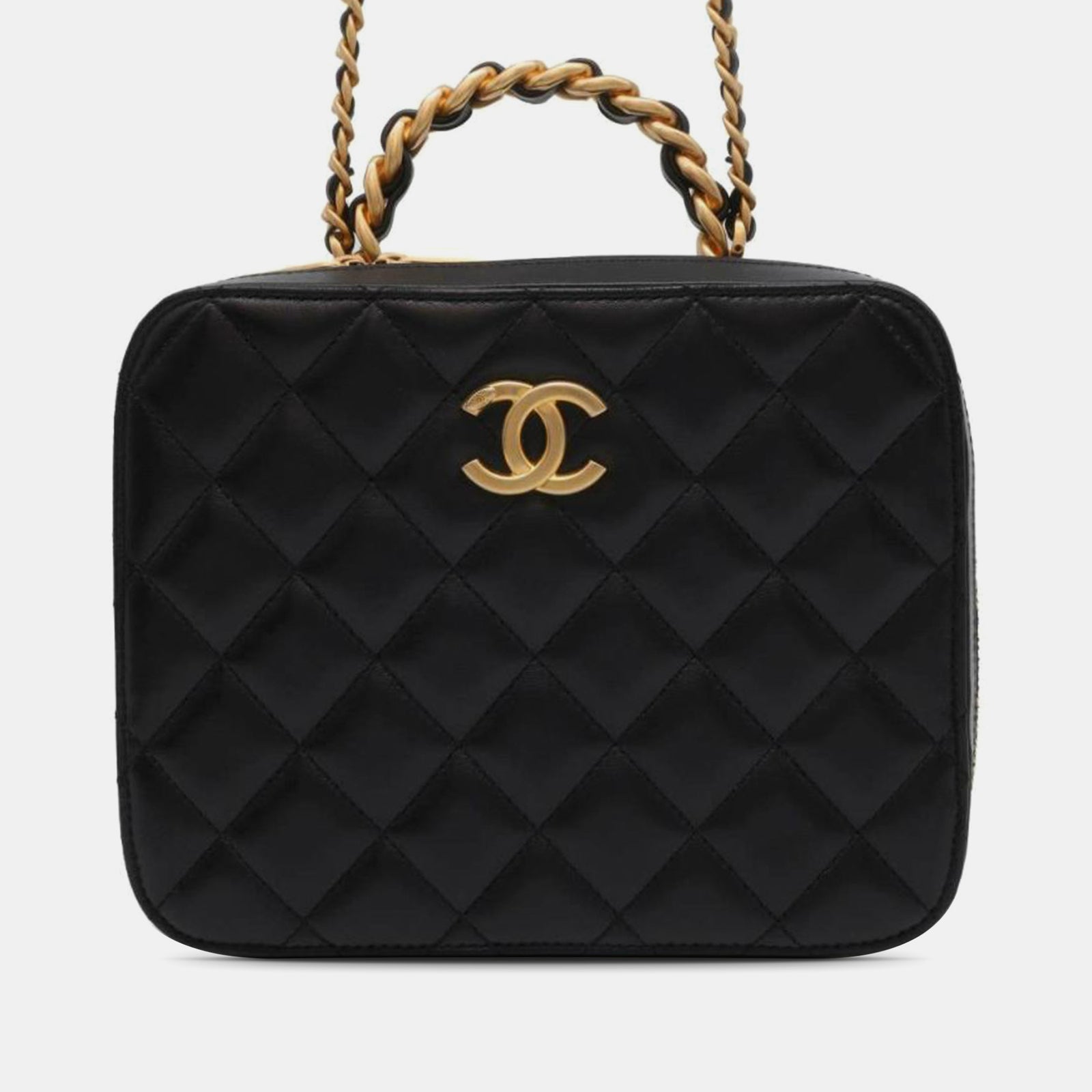 Chanel CC Quilted Lambskin Top Handle Vanity Case