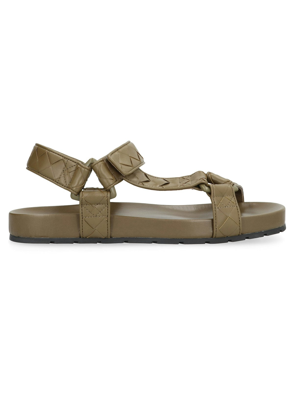 Bottega Veneta Men's Trip Leather Sandals in Green | Size 45 | 775305V3HB0 Color 2844