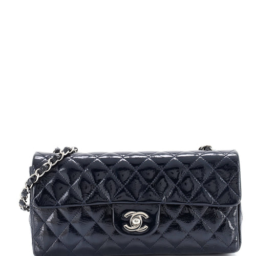 CHANEL Classic Single Flap Bag Quilted Patent East West