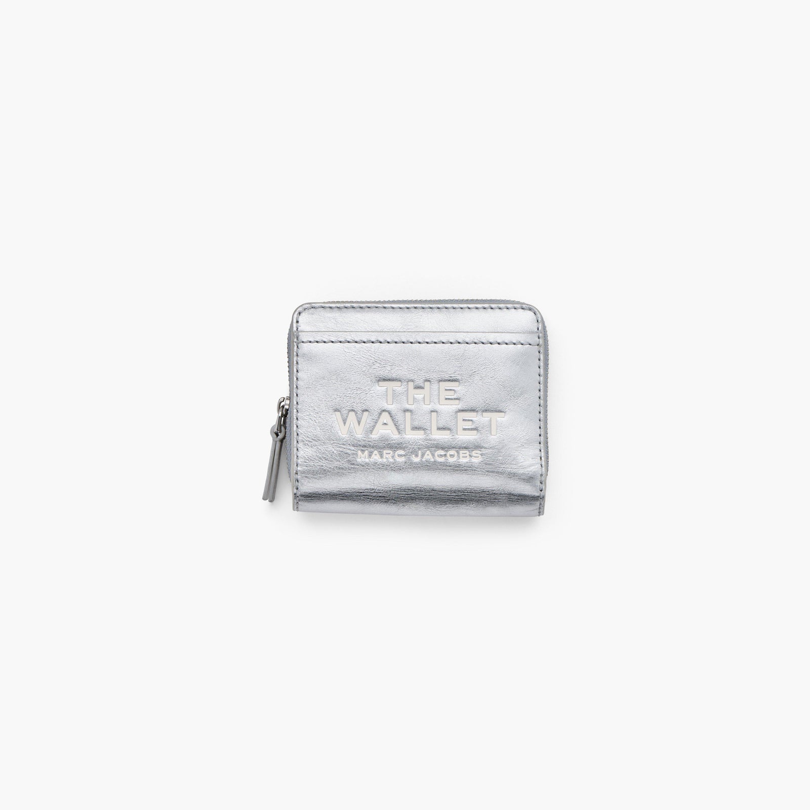 Marc Jacobs The Metallic Leather Mini Compact Wallet in Metallic Silver