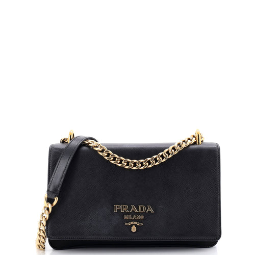 PRADA Chain Flap Crossbody Bag Tessuto and Saffiano Leather Medium