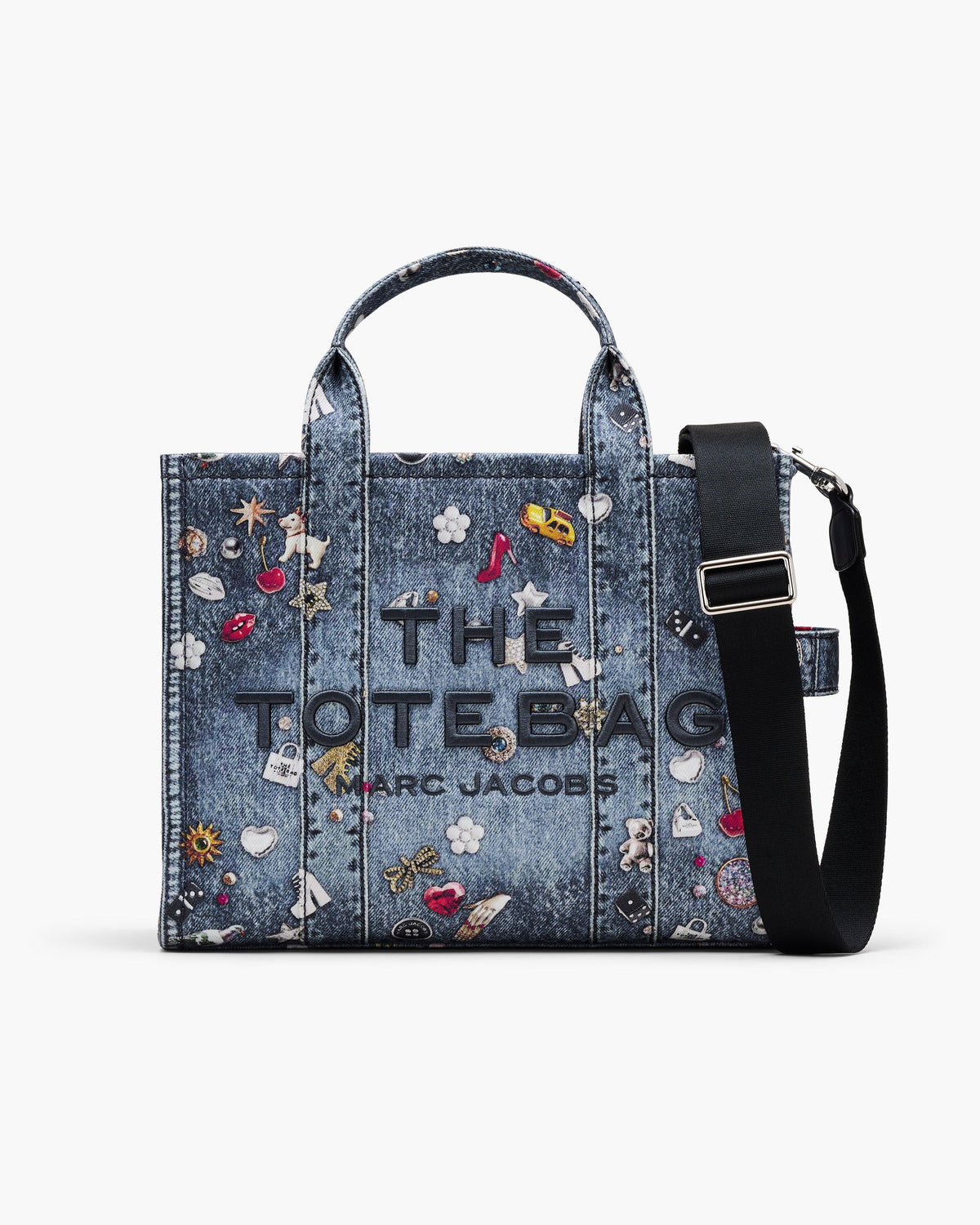 Marc Jacobs Marc Jacobs The Trompe L'Oeil Trinket Canvas Medium Tote Bag in Medium Wash Multi