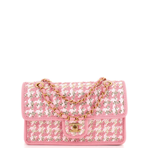 CHANEL Classic Single Flap Bag Woven Lambskin and Viscose Small