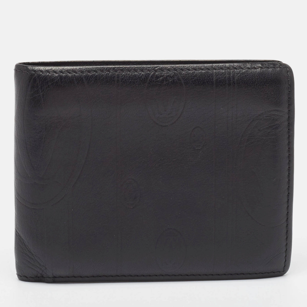 Cartier Black Leather Happy Birthday Bifold Compact Wallet
