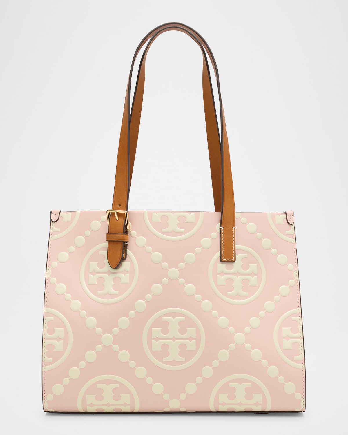 Boss Small T Monogram Embossed Leather Tote Bag