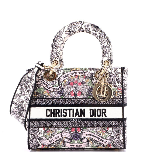 Lady D-Lite Bag Embroidered Canvas Medium