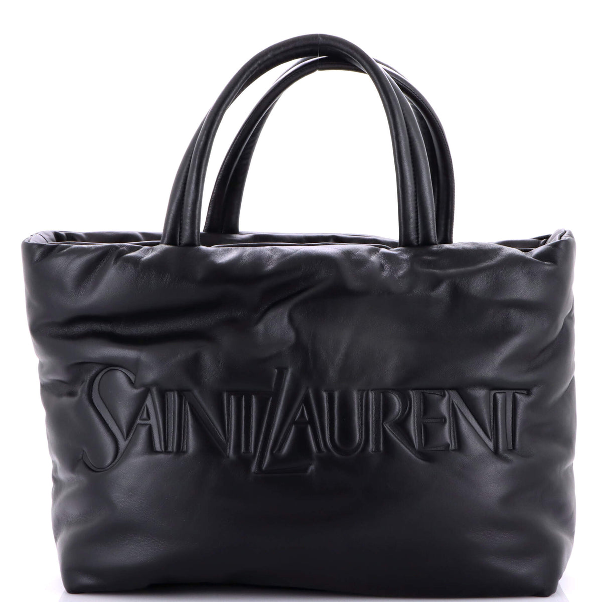 Saint Laurent Debossed Logo Tote Padded Leather