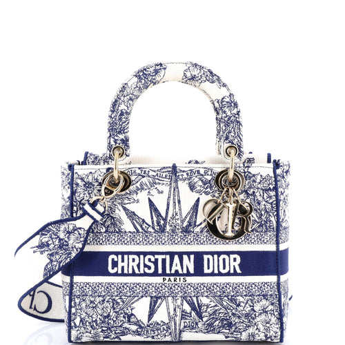 Lady D-Lite Bag Embroidered Canvas Medium