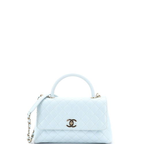 CHANEL Coco Top Handle Bag Quilted Caviar Small