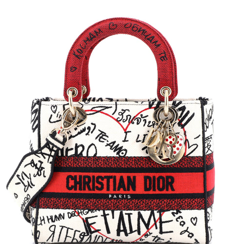 Lady D-Lite Bag Embroidered Canvas Medium