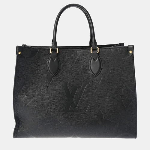 Noir Giant Monogram Empreinte Leather Onthego MM Tote Bag
