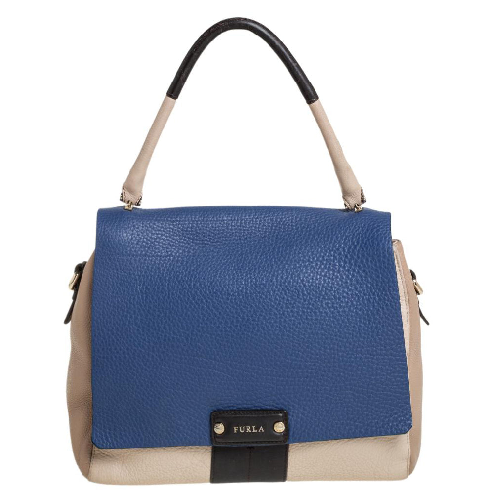 Furla Multicolor Leather Flap Top Handle Bag