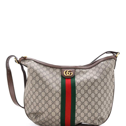 GUCCI Ophidia Half Moon Hobo GG Coated Canvas Large