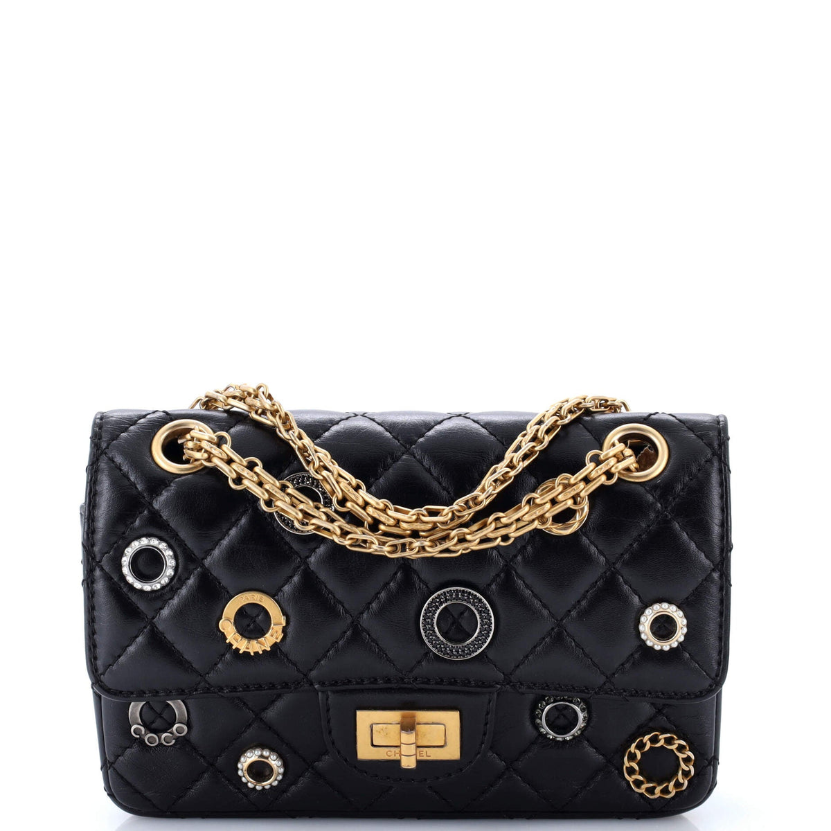 Chanel CHANEL Crystal Charms 2.55 Reissue Flap Bag Aged Quilted Calfskin 224