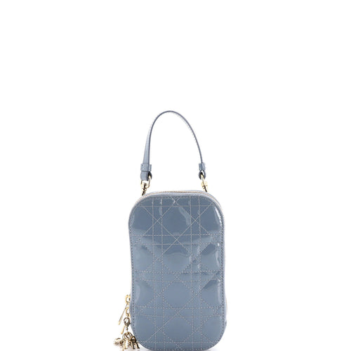 Lady Dior Phone Holder on Chain Cannage Quilt Patent
