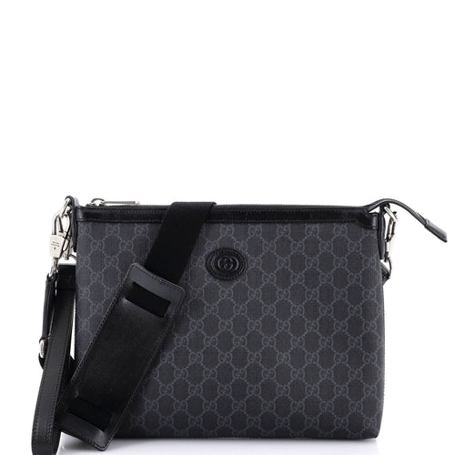 GUCCI Interlocking G Patch Wristlet Messenger Bag GG Coated Canvas Medium