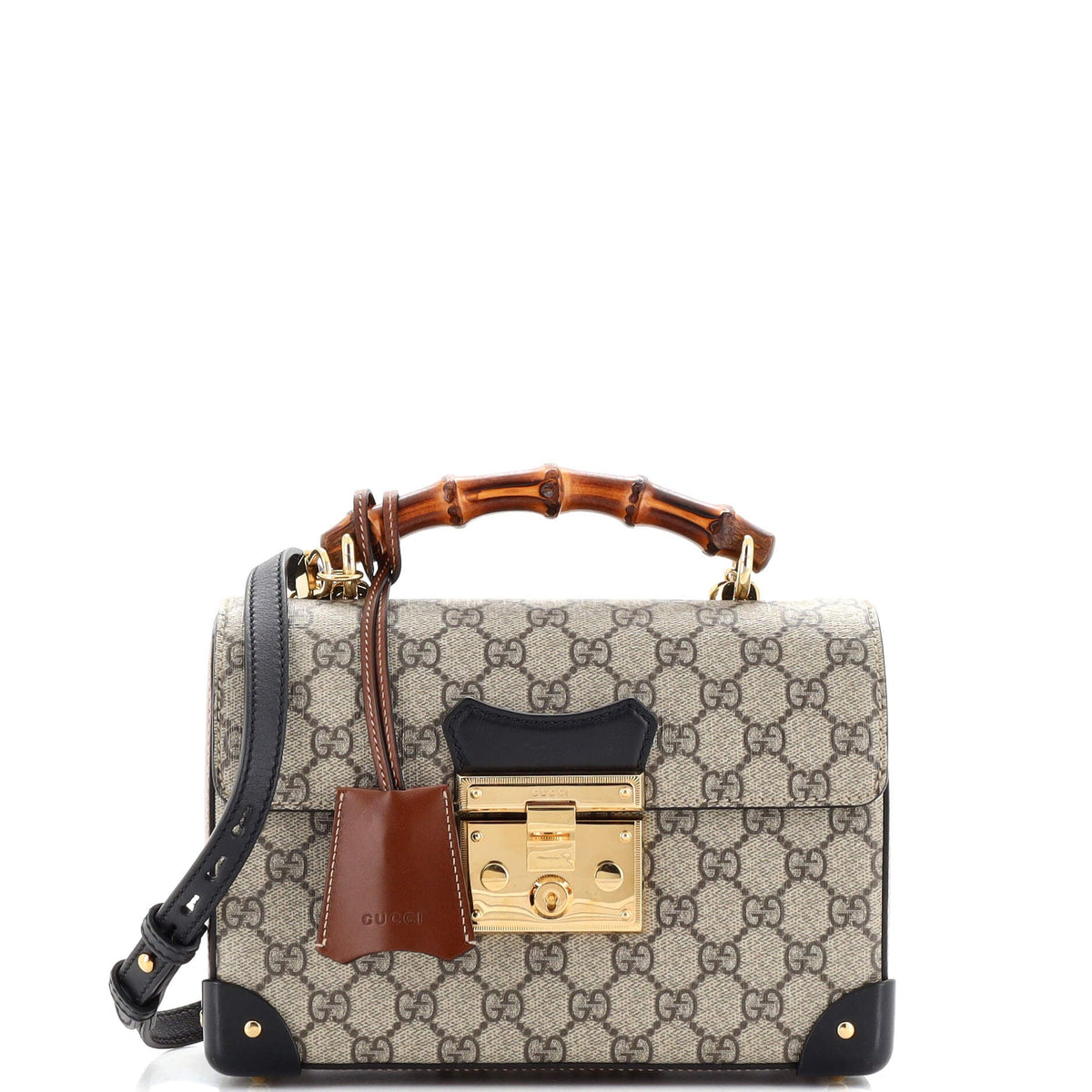 Gucci GUCCI Padlock Bamboo Shoulder Bag GG Coated Canvas Small