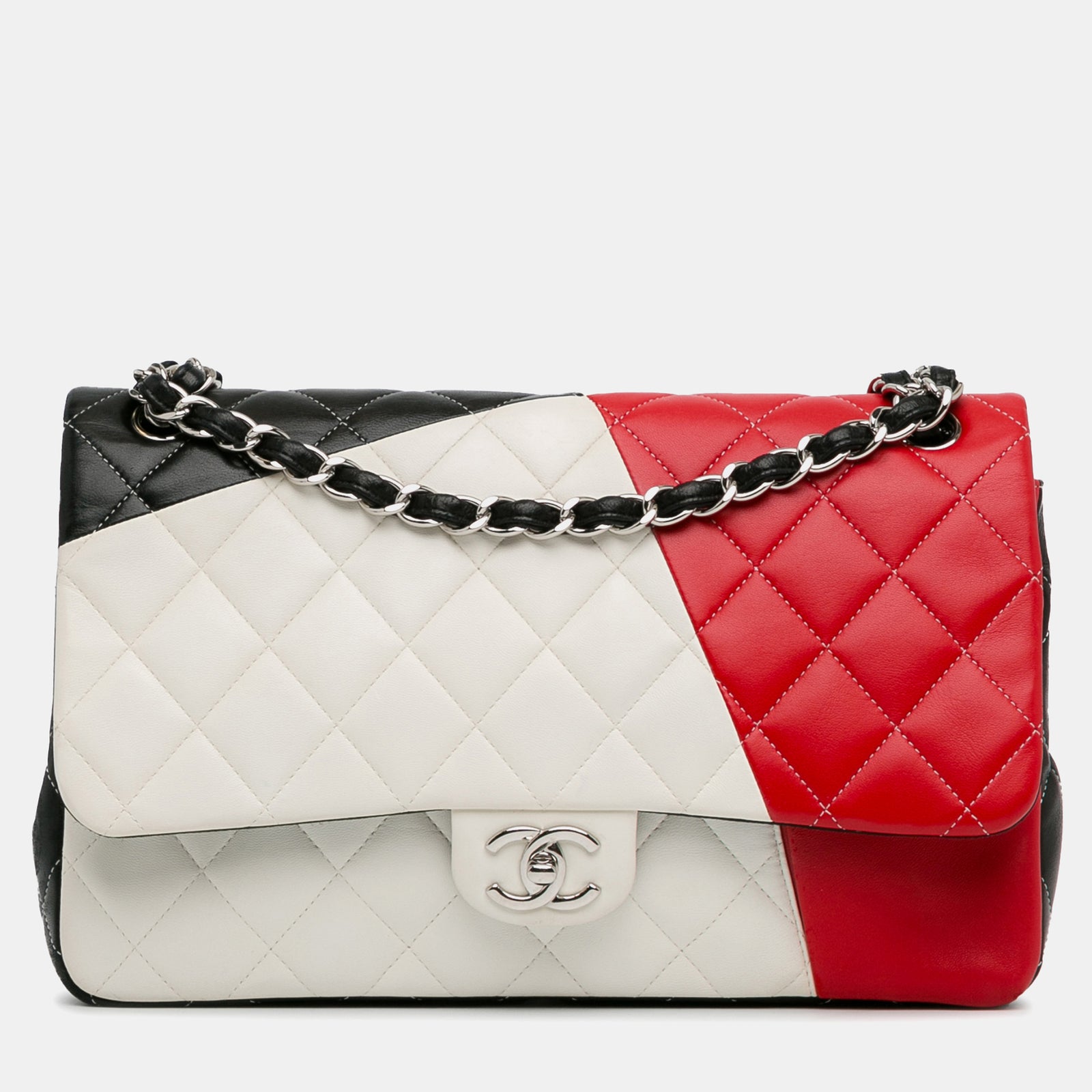 Chanel Jumbo-Tasche mit klassischer Überschlagklappe im Colorblock-Design