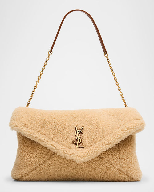 YSL Envelope Flap Shoulder Bag in Shearling