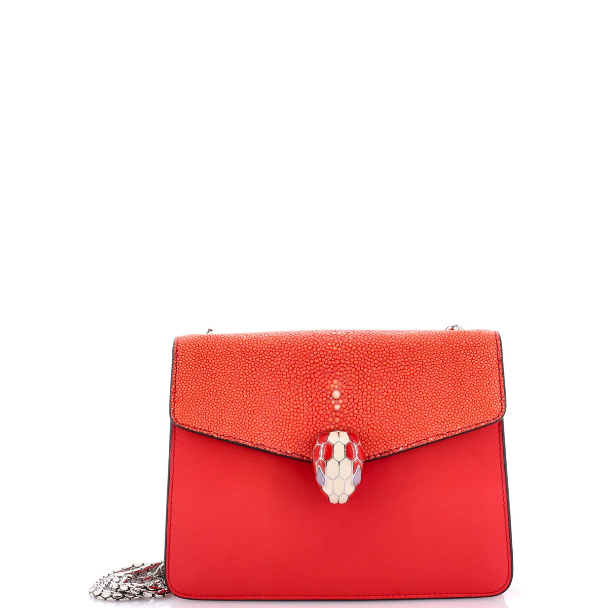 Bvlgari BVLGARI Serpenti Forever Square Shoulder Bag Leather and Stingray Small