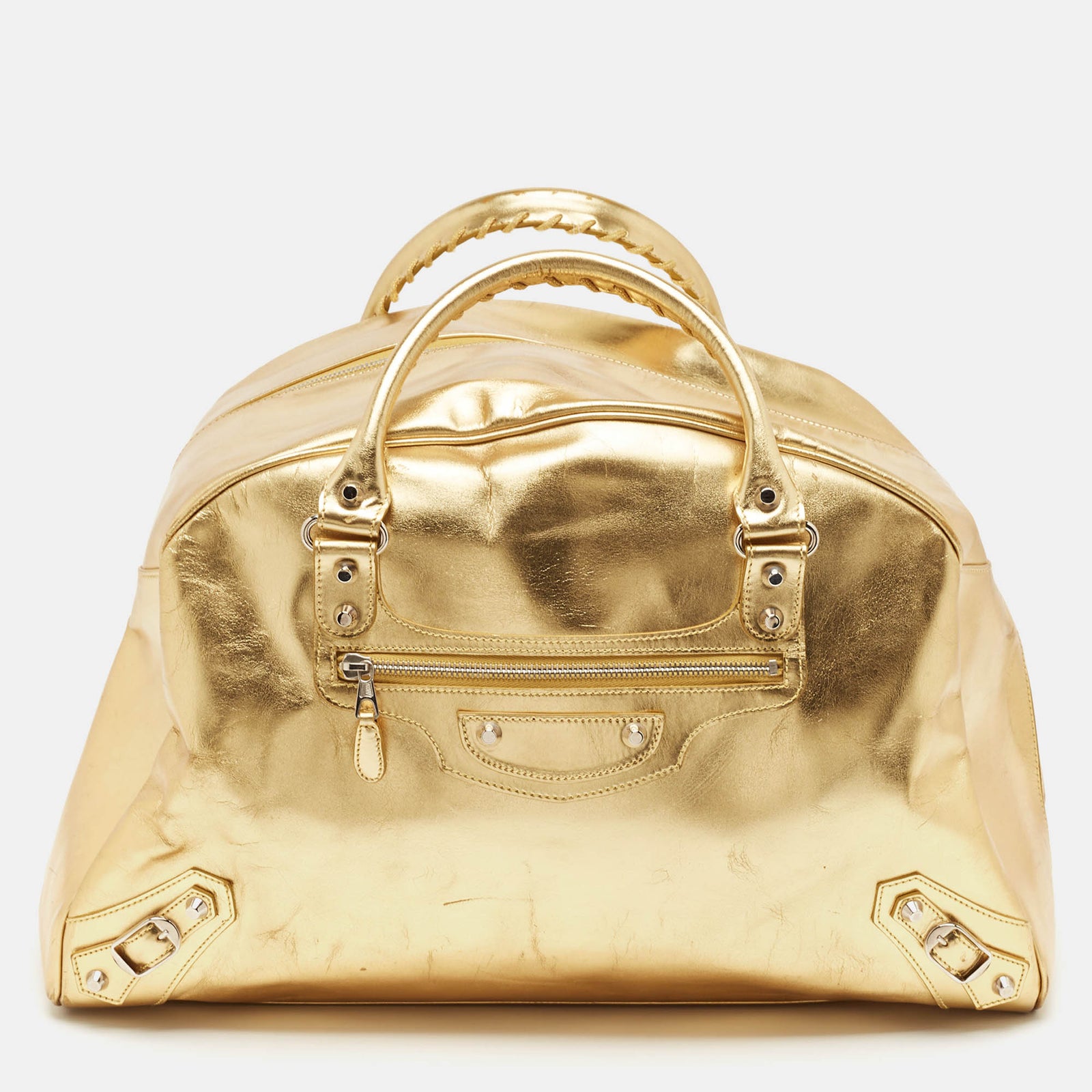 Balenciaga Goldene Bowlingtasche aus Leder