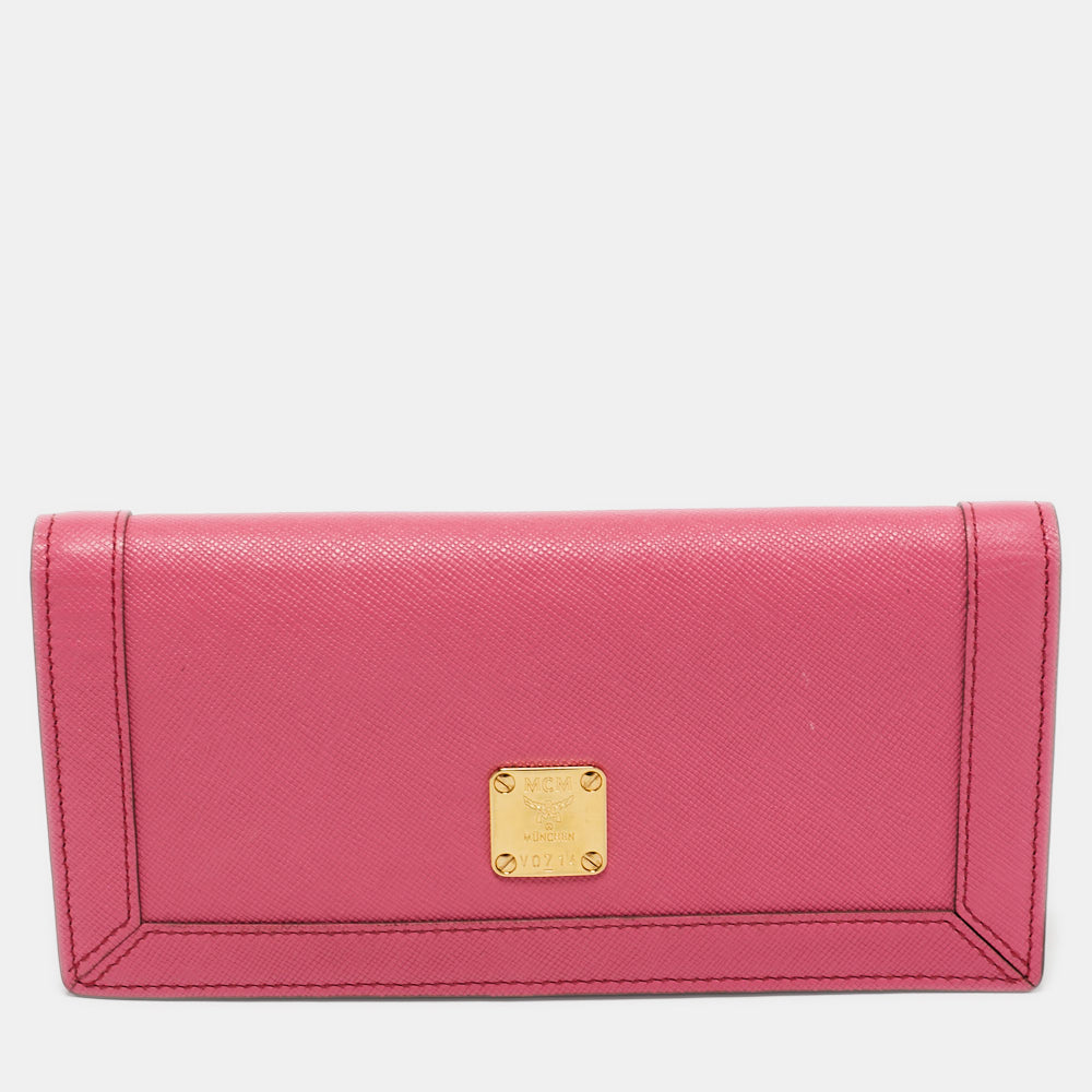 MCM Pink Leather Bifold Long Wallet